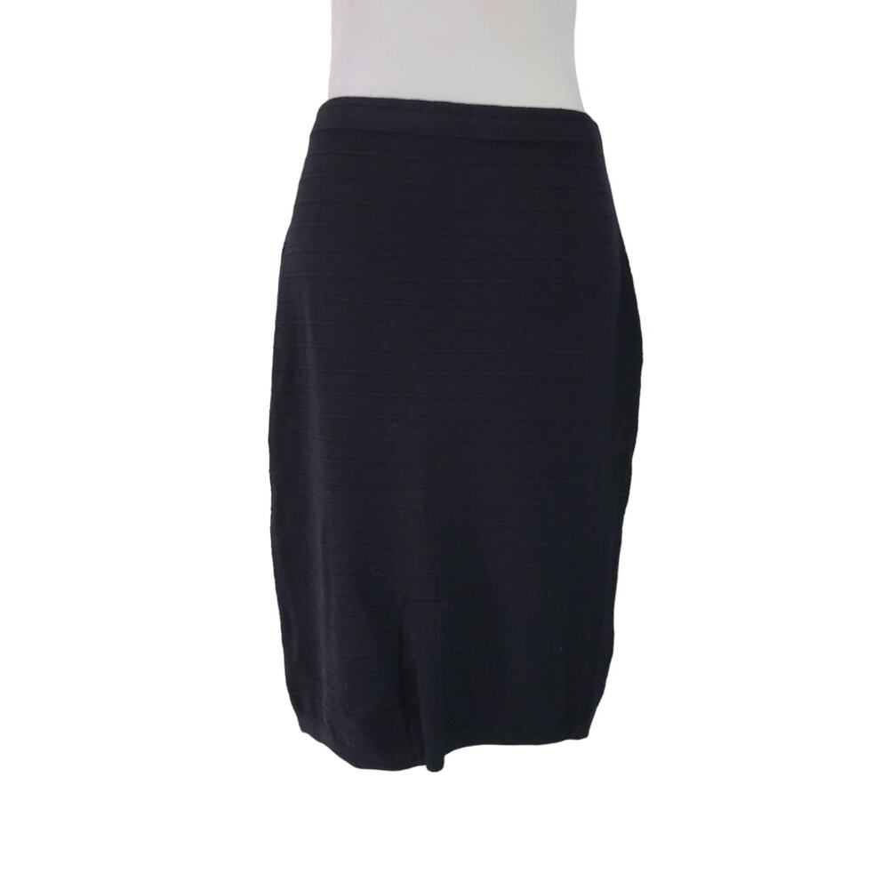 Parkhurst Size S Thick Knit Horizontal Ribbed Mid‎ Length Pencil Skirt Black